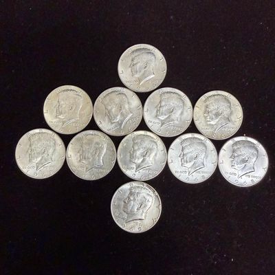 Lot of Eleven Kennedy Half Dollar 1966-69 Silver Coin .400 C12KD