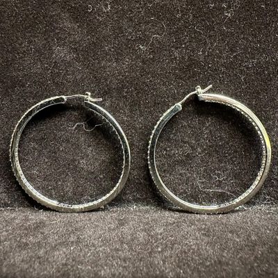 CZ 925 Sterling Silver Hoop Earrings O57
