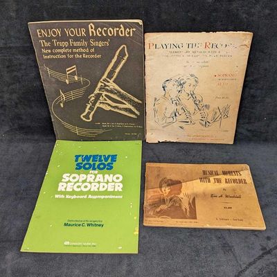 4 Vintage Paperback Recorder Sheet Music Books