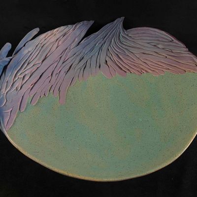Sale Photo Thumbnail #174: Authentic Vintage Signed Sylvia Fugmann Brongo Abstract Clay Bowl Wall Piece