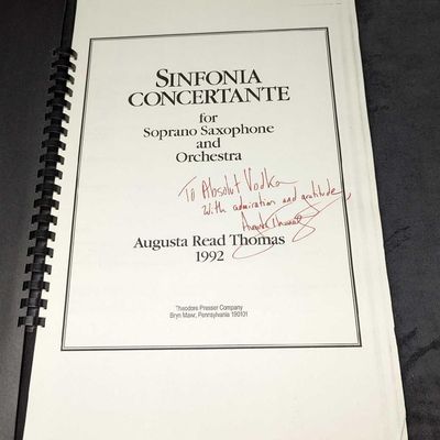 Sale Photo Thumbnail #461: Autographed Augusta Read Thomas Sinfonia Concertante Sheet Music