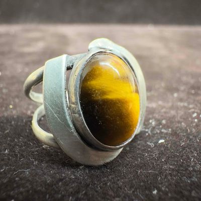 Oval Statement Tigers Eye Gemstone Sterling Silver Mexico Ring