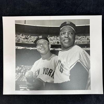 Mickey Mantle and Willie Mays Black and White Analog Photo Print #2