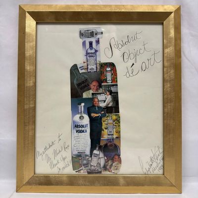 Sale Photo Thumbnail #165: Michel Roux Absolut Vodka Absolut Object d’Art Signed Framed Collage 1989