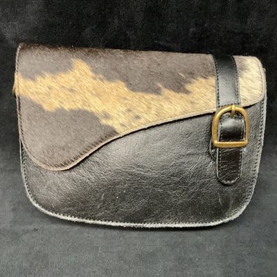 Sale Photo Thumbnail #140: Black & Brown Cowhide Buckle Handbag