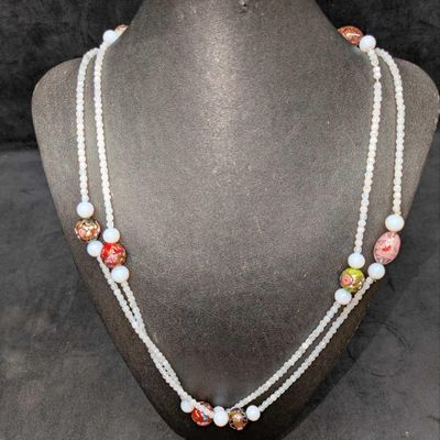 Sale Photo Thumbnail #434: Vintage Italian Murano Double Strand Art Glass Bead Necklace NNNN