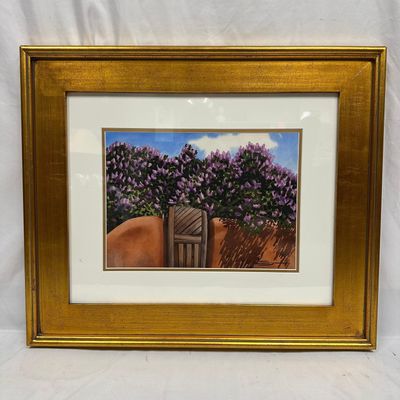 Sale Photo Thumbnail #500: Shirley Lynn Watercolor Southwestern Gate Signed Framed