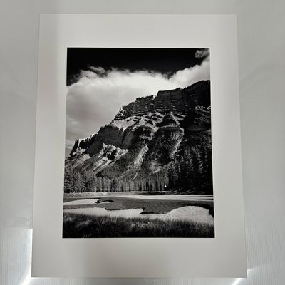 Black and White Landscape Photography Print Mountain Golf Course Scene