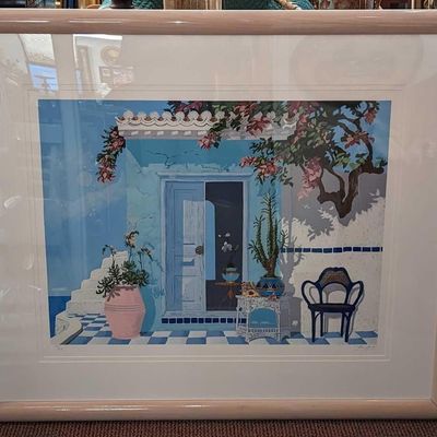 Sale Photo Thumbnail #189: Framed S&N John Kiraly Door To The Agean Print