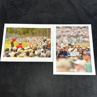 Set of Two Color Golf Photography Prints Tiger Woods Tournament Action Shots