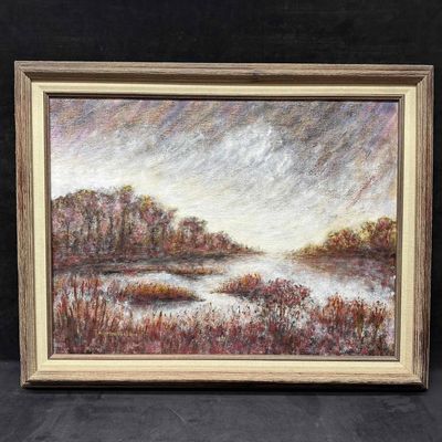 Autumn Marsh Landscape Oil on Canvas R145
