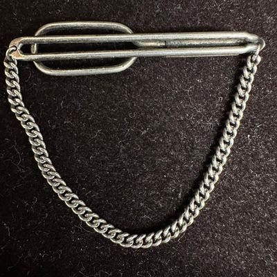 Sale Photo Thumbnail #384: Swank Sterling Silver Vintage Tie Clip with Chain