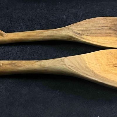 Sale Photo Thumbnail #223: Wood Carved Spoon and For w Elephant Head Carving