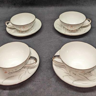 Sale Photo Thumbnail #327: 4 Retired Jyoto China Spring Cups & Saucers B