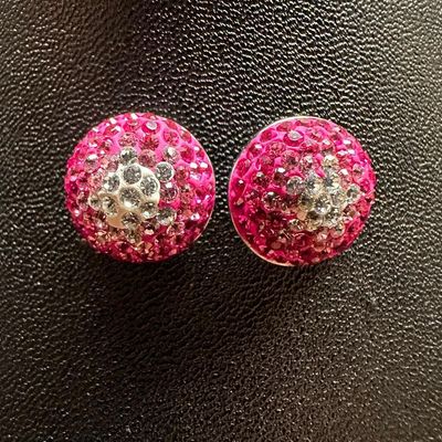 Sale Photo Thumbnail #303: Sterling Silver CZ Pink & White Earrings