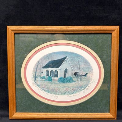 P. Buckley Moss Valley Church Signed and Numbered 121 of 1000 Framed Print