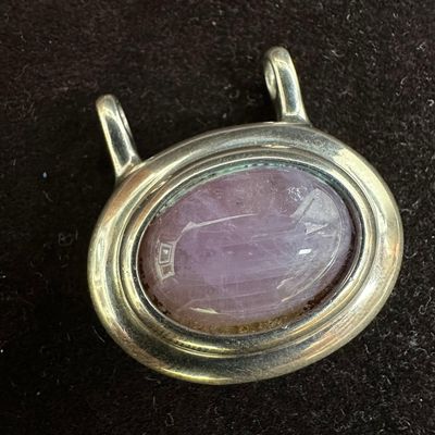 Sale Photo Thumbnail #388: Charoite Oval Purple Gemstone Silver Necklace Pendant O59