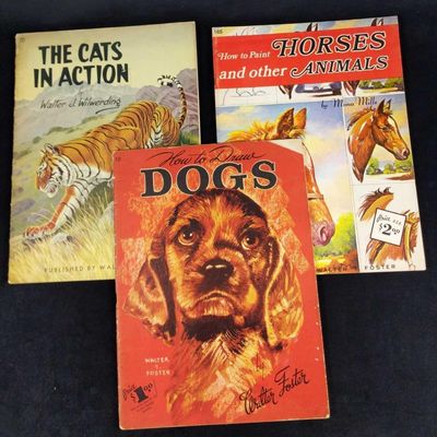 Sale Photo Thumbnail #112: 3 Vintage How To Draw And Paint Art Books Dogs
