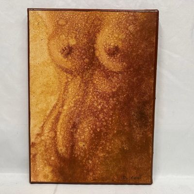 Sale Photo Thumbnail #412: Gilles Du Genet Abstract Nude Woman's Body Oil with Ochre on Canvas