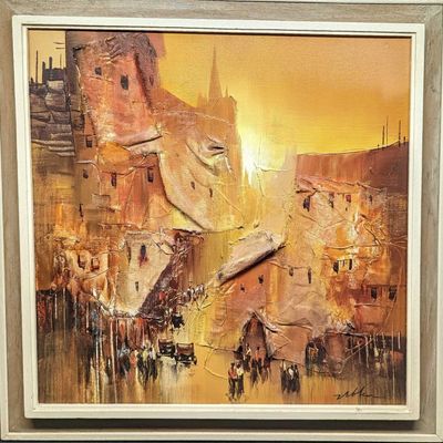 Framed Mixed Media Village Original (F52)
