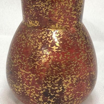 Vintage MCM Speckled Gold  Pottery Vase