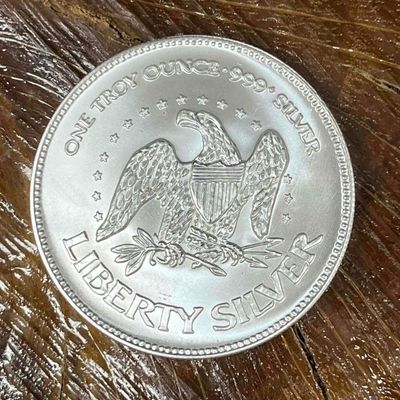 Sale Photo Thumbnail #109: .999 Fine Silver A-Mark Liberty 1oz Bullion Round (Q)