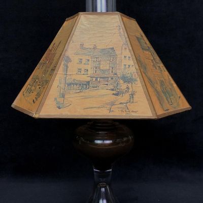 Sale Photo Thumbnail #305: VTG Oil Lamp & Philip Bawcombe Watercolor Shade