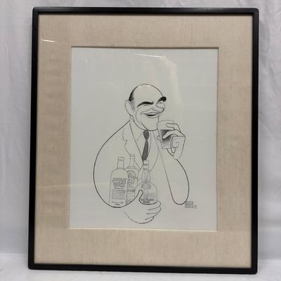 Sale Photo Thumbnail #137: Al Hirschfeld Original Ink Caricature of Michel Roux Signed Absolut Vodka