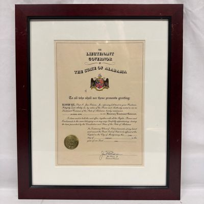 Sale Photo Thumbnail #138: Michel Roux Alabama Honorary Lieutenant Governor Commission