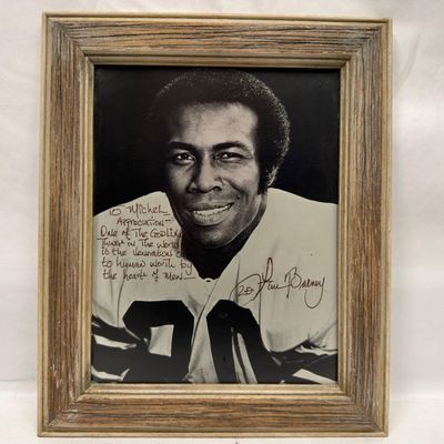 Sale Photo Thumbnail #143: Lem Barney Signed and Inscribed Photograph to Michel Roux with 1984 Letter