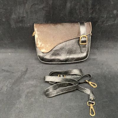 Sale Photo Thumbnail #125: Black & Brown Cowhide Buckle Handbag
