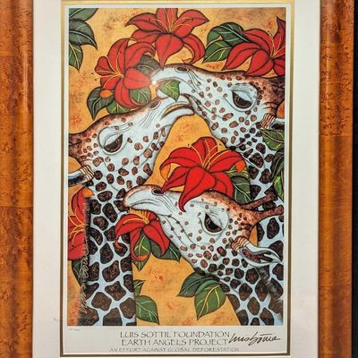 Sale Photo Thumbnail #496: Framed Luis Sottil "Gentle Giants" Giraffe S&N Print