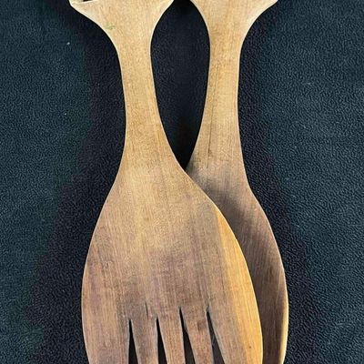 Sale Photo Thumbnail #246: Wooden Fork and Spoon Carved Elephant Handles