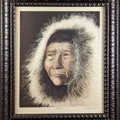 Framed LE J Hemley Earnhardt Elderly Inuit Print