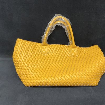 Sale Photo Thumbnail #121: Yellow Faux Leather Woven Tote Bag