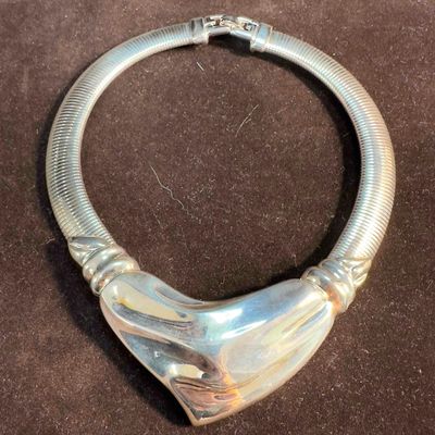 Givenchy Choker Collar Gaspipe Necklace Haute Couture Silver Tone