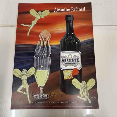 Absinthe Refined Ad Poster Homage A Munch by John Pacovsky Hand Signed and Numbered 42