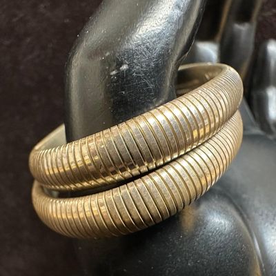 Omega Link Ribbed Corded Style Sterling 925 Bracelet Pair