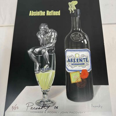 Absinthe Refined Ad Poster Homage A Rodin by John Pacovsky Hand Signed and Numbered Set 45 Posters