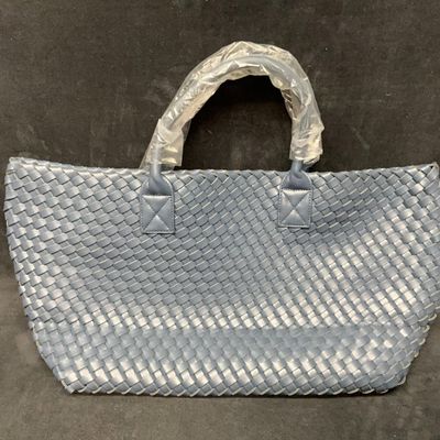 Sale Photo Thumbnail #142: Deep Blue Faux Leather Woven Tote Bag