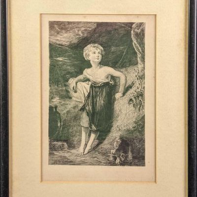 1800s Thomas Lawrence Etching "A Child With A Kid"