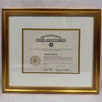 Sale Photo Thumbnail #164: Michel Roux Oklahoma Honorary Citizen Governor David Walters Commission