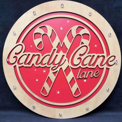 Sale Photo Thumbnail #101: Holiday Christmas Decor Light Up Red Sign Candy Cane Lane Clear Lights