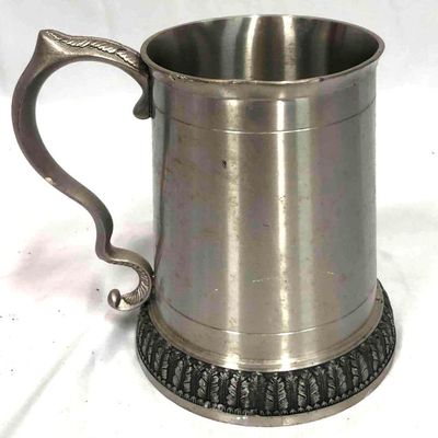 Sale Photo Thumbnail #311: Pewter Pint Tankard With Thistle Handle