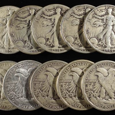(10) WALKING LIBERTY HALF DOLLARS