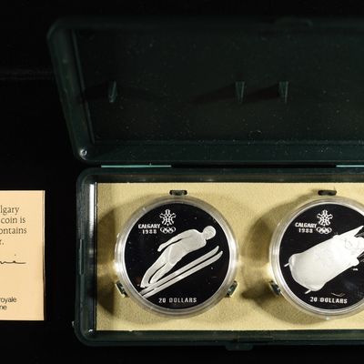 1988 OLYMPIC 92.5% SILVER $20 CANADIAN 2-COIN SET