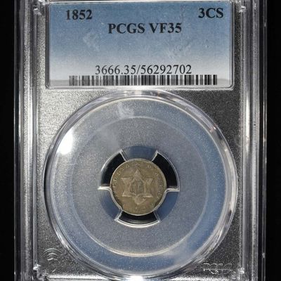 1852 3 CENT SILVER PCGS VF-35