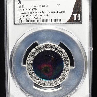 2025 COOK IS. COLORIZED GLASS & SILVER PCGS MS70