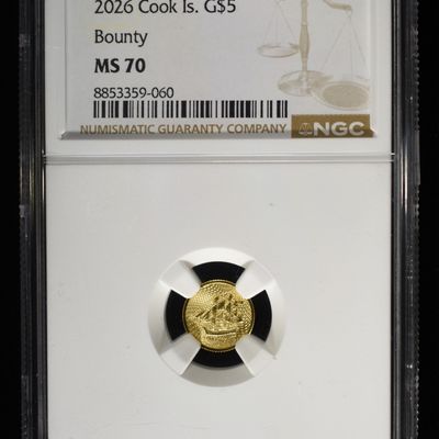 2026 COOK ISLANDS 1g GOLD BOUNTY NGC MS-70