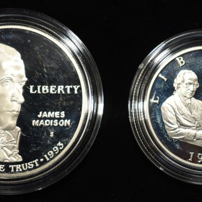 1993-S MADISON BILL OF RIGHTS $1 & 50C PR COMMEMS